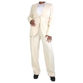 Stella Mc Cartney-Completo blazer e pantaloni in misto lino color crema - taglia UK 14-Crudo