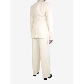 Stella Mc Cartney-Completo blazer e pantaloni in misto lino color crema - taglia UK 14-Crudo