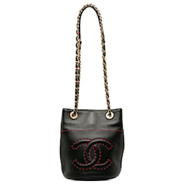 Chanel-Borsa a tracolla Chanel in pelle di agnello nera CC-Nero