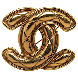 Chanel-Broche matelassée Chanel Gold CC-Doré