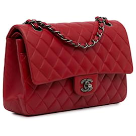 Chanel-Chanel Red Jumbo Classic Lambskin Double Flap-Red