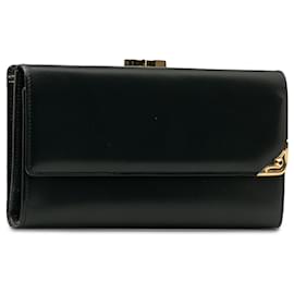 Cartier-Cartera larga de cuero negro Cartier-Negro