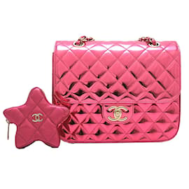 Chanel-Cruise 2024 Mirror and Metallic Leather Matelasse Backpack and Star Coin Purse AS4649-Pink