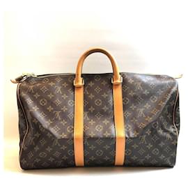 Louis Vuitton-Louis Vuitton Monograma Keepall 45 Bolsa de viagem de lona em bom estado-Marrom