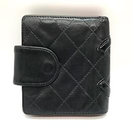Chanel-Chanel Cambon Ligne Wallet Leather Short Wallet in Fair condition-Black