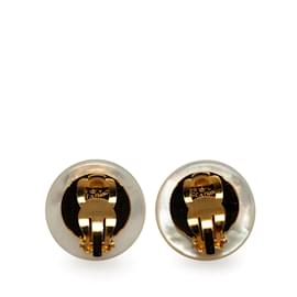 Chanel-CC-Clip-Ohrringe mit Kunstperlen-Golden