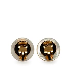 Chanel-Faux Pearl CC Clip On Earrings-Golden