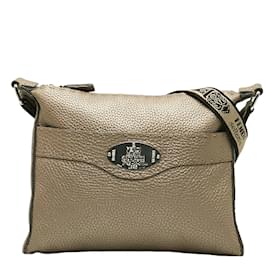 Fendi-Fendi Leather Selleria Crossbody Shoulder Bag 8BT092-Silvery