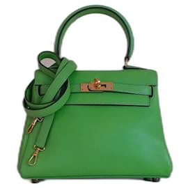 Hermès-Hermes Mini Kelly 20 cm Vert Cru Ghw-Verde claro