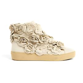 Chanel-BEIGE LEATHER CAMELIA FR39-Beige