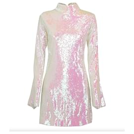 Autre Marque-Mini vestido de paetês Halpern-Rosa,Branco,Multicor
