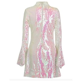 Autre Marque-vestido corto Halpern con lentejuelas-Rosa,Blanco,Multicolor