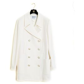 Chanel FW2017 ecru wool coat T50 New Eggshell