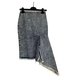 Balenciaga-Balenciaga Side Godet skirt-Blue,Grey