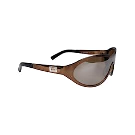 Gucci-Gucci Metallic Shield Sunglasses-Brown