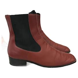 Céline-CELINE  Ankle boots T.eu 40 leather-Dark red