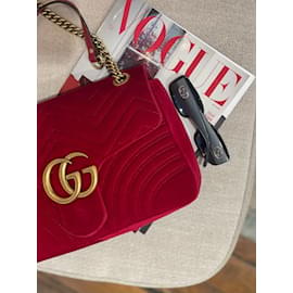 Gucci-GUCCI  Handbags T.  velvet-Red