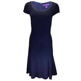 Autre Marque-Ralph Lauren Collection Navy Blue Short Sleeved Jersey Midi Dress-Blue