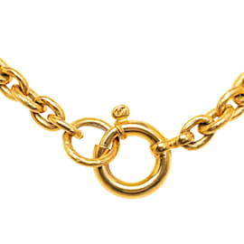 Chanel-Gold Chanel CC Round Pendant Necklace-Golden