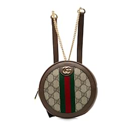 Gucci-Brown Gucci Mini GG Supreme Round Ophidia Backpack-Brown