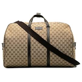 Gucci-Brown Gucci GG Canvas Travel Bag-Brown