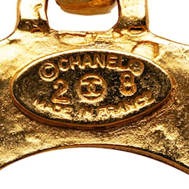 Chanel-Collar con colgante redondo Chanel CC de oro-Dorado