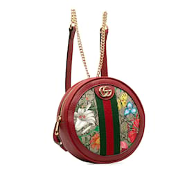 Gucci-Red Gucci GG Supreme Flora Ophidia Backpack-Red