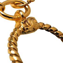 Chanel-Colar Chanel banhado a ouro com corrente lupa e pingente de lupa-Dourado