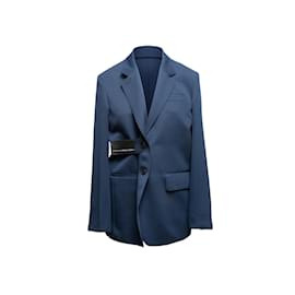 Prada-Navy Prada 2018 Rubber Detail Blazer Size IT 42-Navy blue