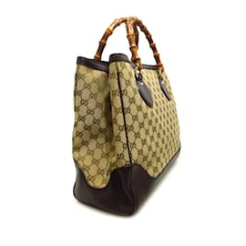 Gucci-Braune Gucci mittelgroße Diana-Tasche aus GG Canvas aus Bambus-Braun