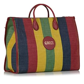 Gucci-Multi Gucci Baiadera Stripe Canvas Satchel-Multiple colors