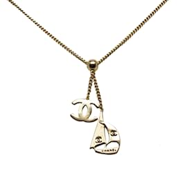 Chanel-Silver Chanel CC Yacht Pendant Necklace-Silvery