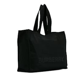 Burberry-Black Burberry Logo Shopper Nylon Tote-Black
