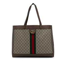 Gucci-Gray Gucci GG Supreme Ophidia Tote Bag-Other