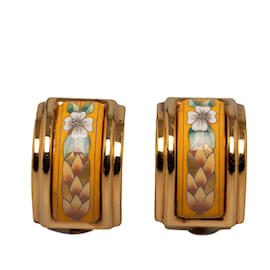 Hermès-Pendientes de clip de esmalte Hermes dorados-Dorado