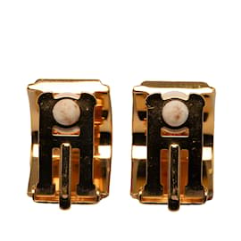 Hermès-Pendientes de clip de esmalte Hermes dorados-Dorado