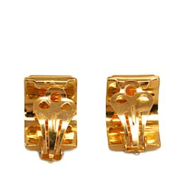 Hermès-Boucles d'oreilles à clip en émail Hermes doré-Doré