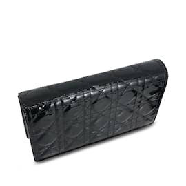 Dior-Black Dior Cannage Patent Lady Dior Wallet On Chain Crossbody Bag-Black