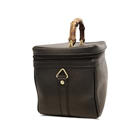 Gucci-Brown Gucci Bamboo Leather Vanity Bag-Brown