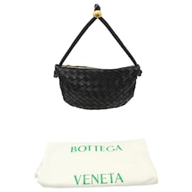 Bottega Veneta-Bottega Veneta Kleine Intrecciato Turn-Tasche aus schwarzem Leder-Schwarz