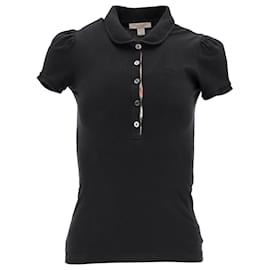 Burberry-Burberry Puffed Sleeve Polo Shirt in Black Cotton-Black