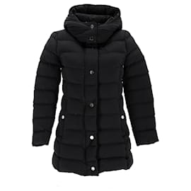 Moncler-Moncler Doudoune Elastique Quilted Hooded Down Jacket in Black Polyamide-Black