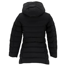 Moncler-Moncler Doudoune Elastique Quilted Hooded Down Jacket in Black Polyamide-Black