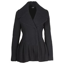 Alexander McQueen Schößchenmantel aus schwarzer Wolle Schwarz