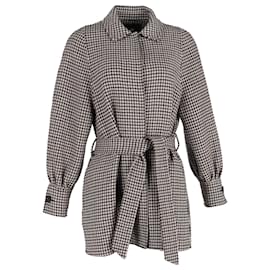 Maje-Maje Houndstooth Belted Coat in Multicolor Wool-Multiple colors
