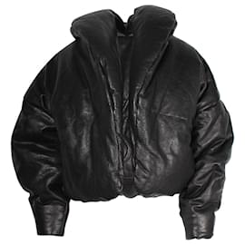 Saint Laurent-Saint Laurent Cassandre Puffer Jacket in Black Lambskin Leather-Black
