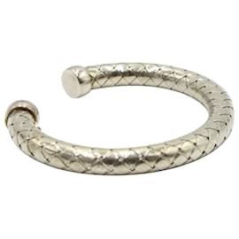 Bottega Veneta-Bottega Veneta Intrecciato Cuff Bracelet in Silver Metal-Silvery