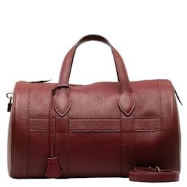 Hermès-Leather Boston Bag-Red