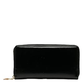 Yves Saint Laurent-Leather zip around wallet-Black