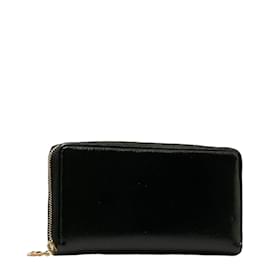 Yves Saint Laurent-Leather zip around wallet-Black